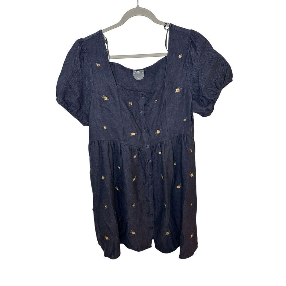 Arula Dream A Little Dream Embroidered Dress Navy Size X (10-12)